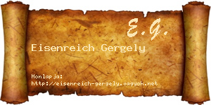 Eisenreich Gergely névjegykártya
